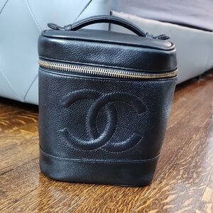 Chanel Black Leather Vanity Case